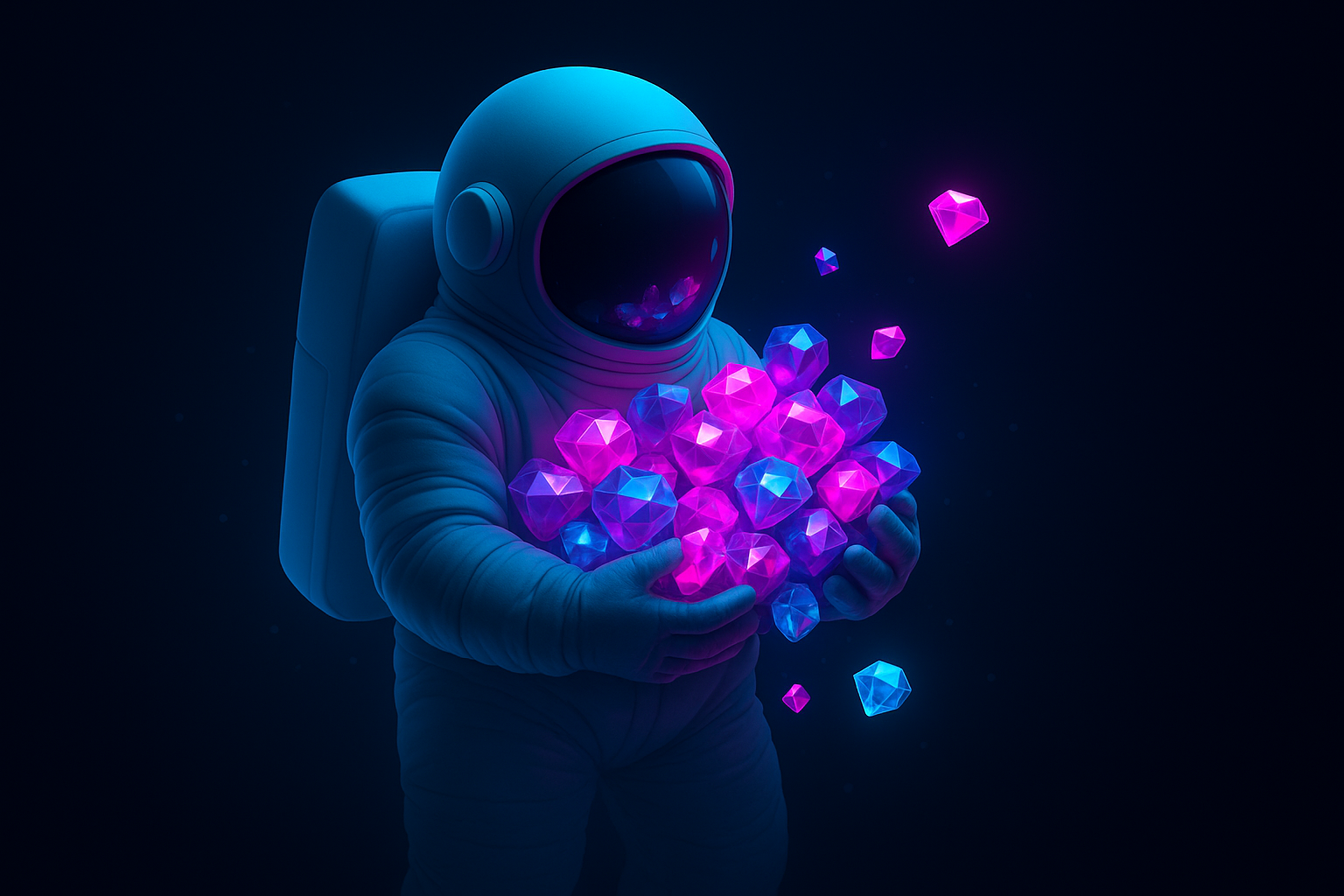 Astronaut with gems
